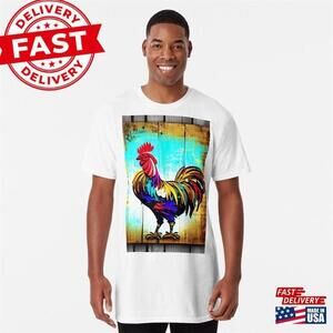 Wood Plank Rooster Long T-Shirt Classic